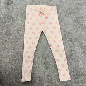 Zara Ribbed Leggings with Pink Floral Pattern - 3T